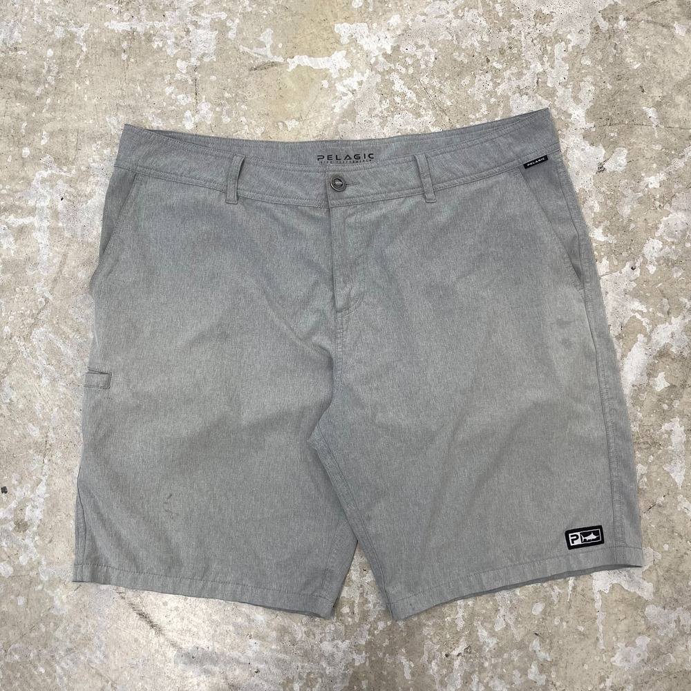 Pelagic Shorts Mens 40 Gray High Performance 10" Stretch‎ Quick Dry Fishing Hike